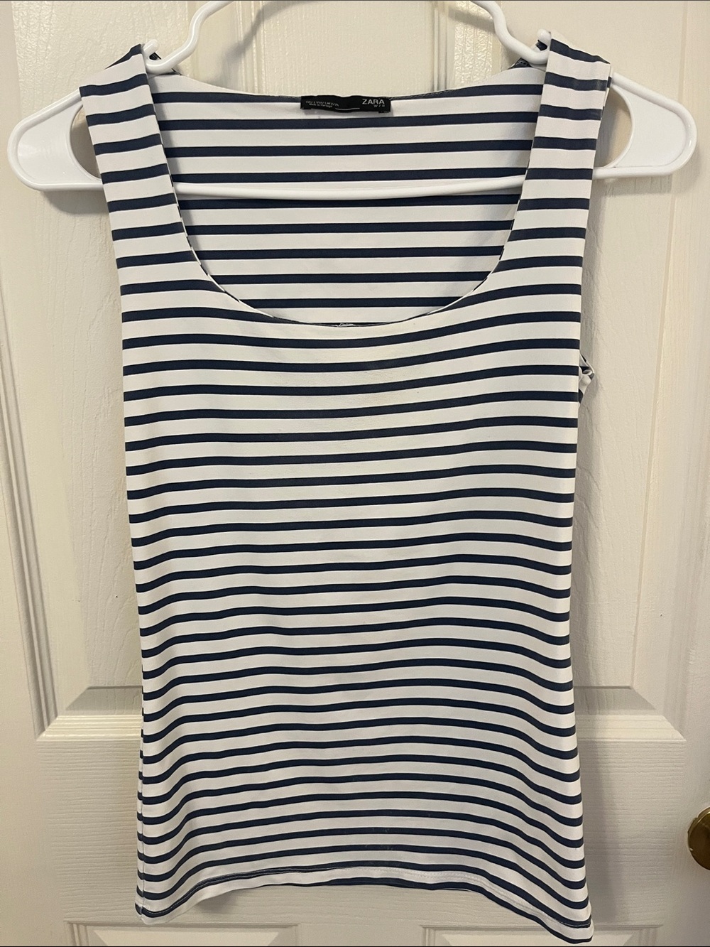 Zara Navy & White Striped Scoop Neck Tank